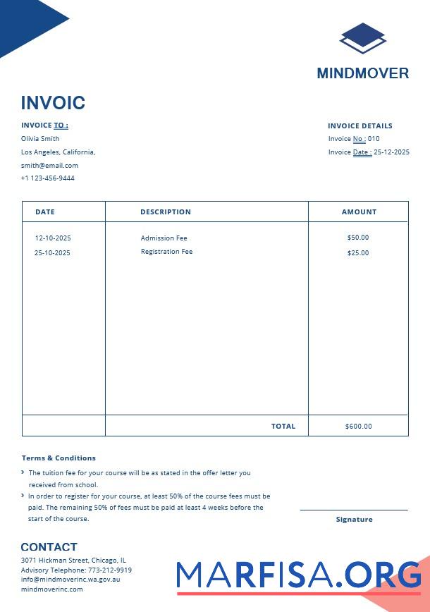 Blank Blank Education Invoice Template